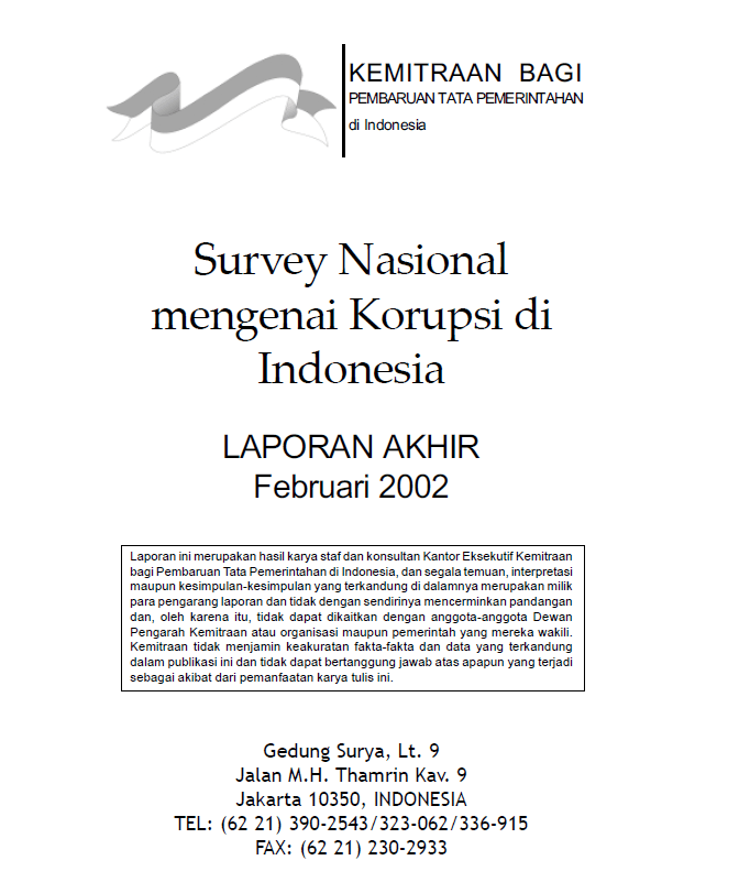 Sebuah Survey Nasional Korupsi di Indonesia